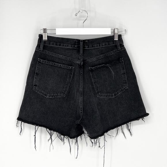 AGOLDE Dee Frayed Hem High Rise Denim Shorts Women’s Size 27 Exhibit Black - Picture 5 of 5